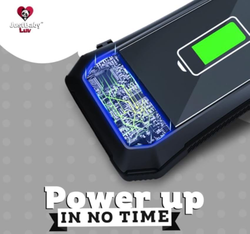 JustBaby Luv Solar Power Bank 10000mAh - Wireless Charger with 20 LED Lights, Fast Charging for 3 Devices, Solar Phone Charger, Power Bank for Camping, Travel & Emergencies