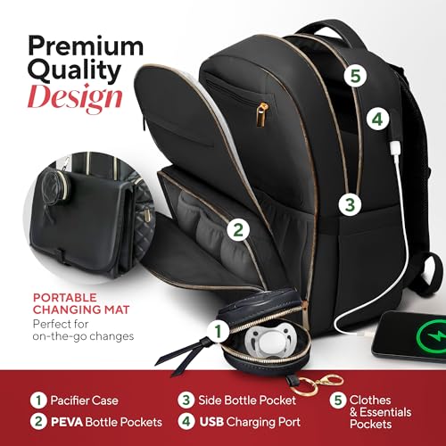 Luxury Faux Leather Diaper Bag Backpack