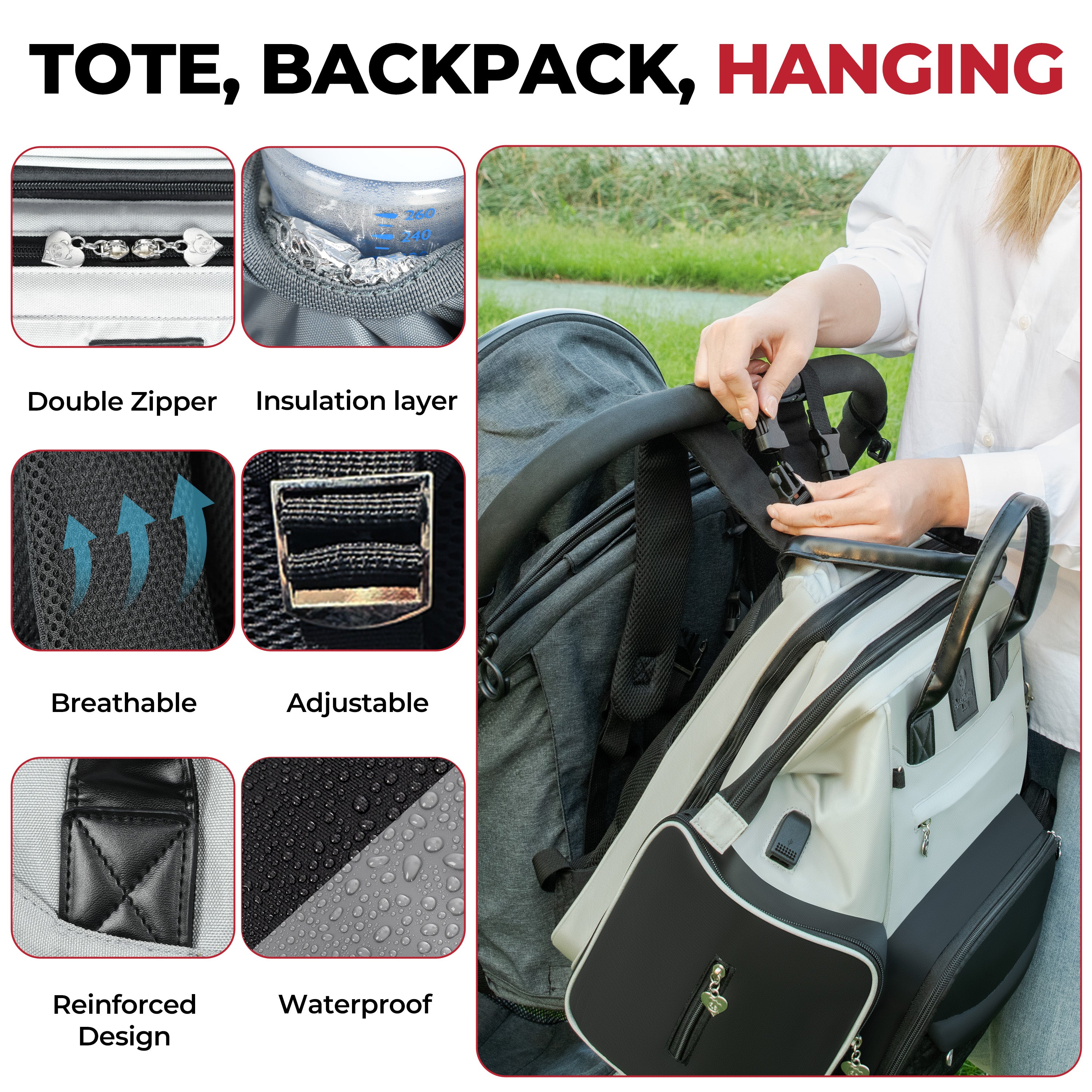 Award-Winning Large Diaper Bag with Changing Station – Eco-Friendly Evergreen Winner Large Diaper Bag Backpack w/ Heated Bottle Pockets, Premium All-in-One Backpack, Baby Essentials, Parents Gift