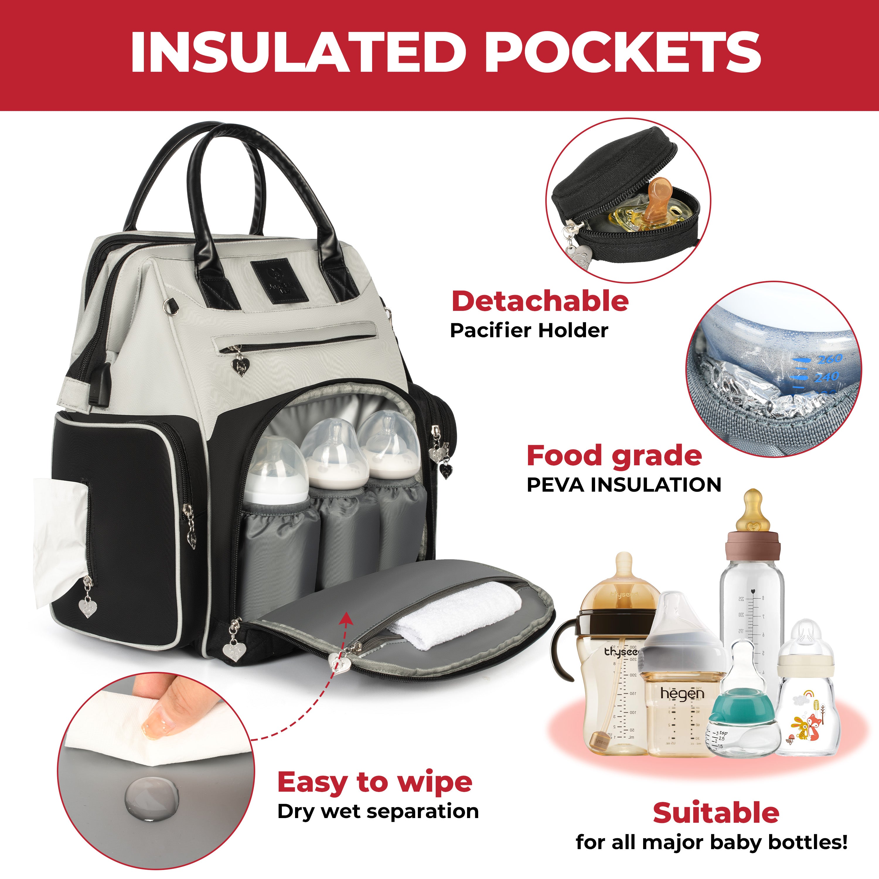 Award-Winning Large Diaper Bag with Changing Station – Eco-Friendly Evergreen Winner Large Diaper Bag Backpack w/ Heated Bottle Pockets, Premium All-in-One Backpack, Baby Essentials, Parents Gift