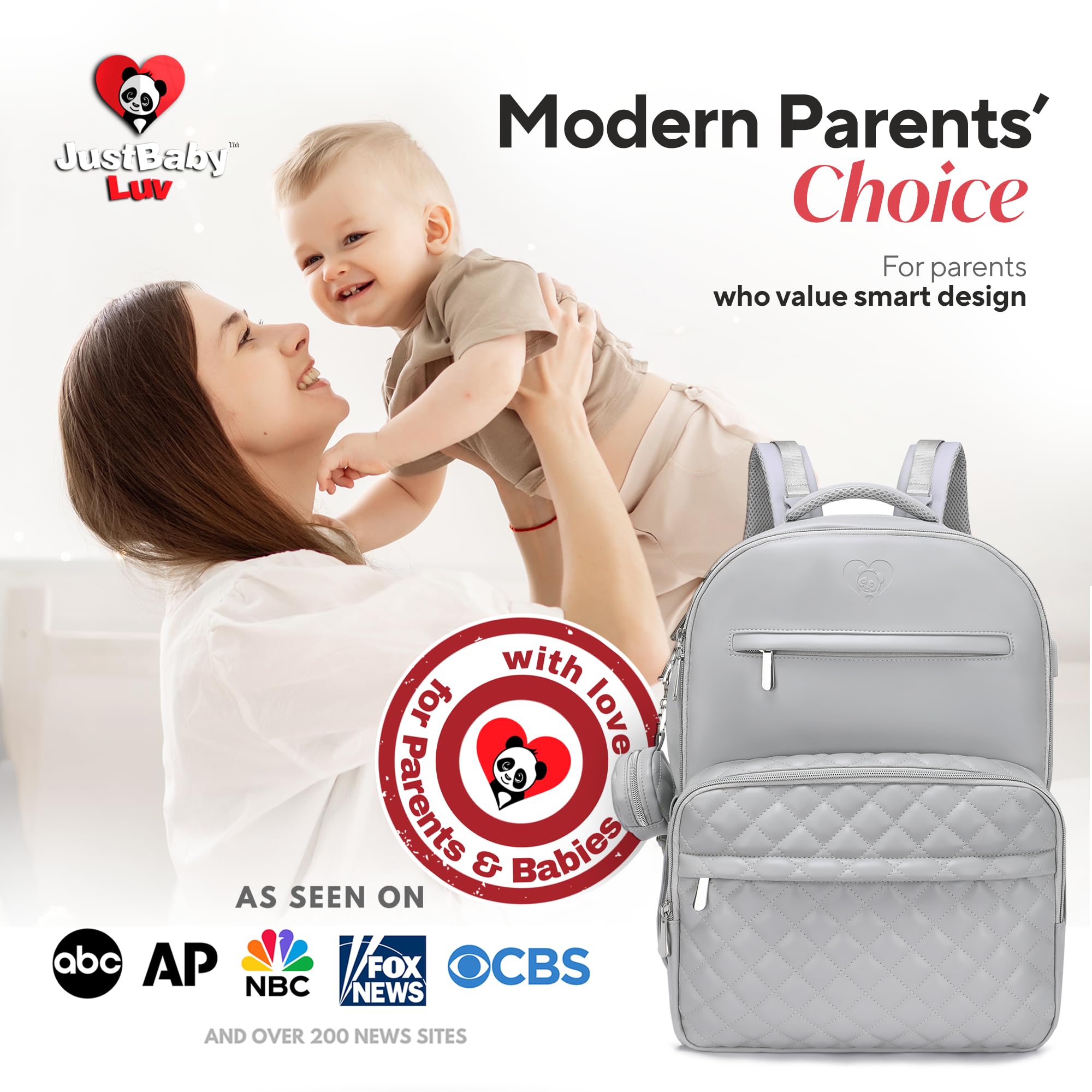 Faux Leather Diaper Bag Backpack - Luxury PU Leather Diaper Bag with Changing Pad & Pacifier Case