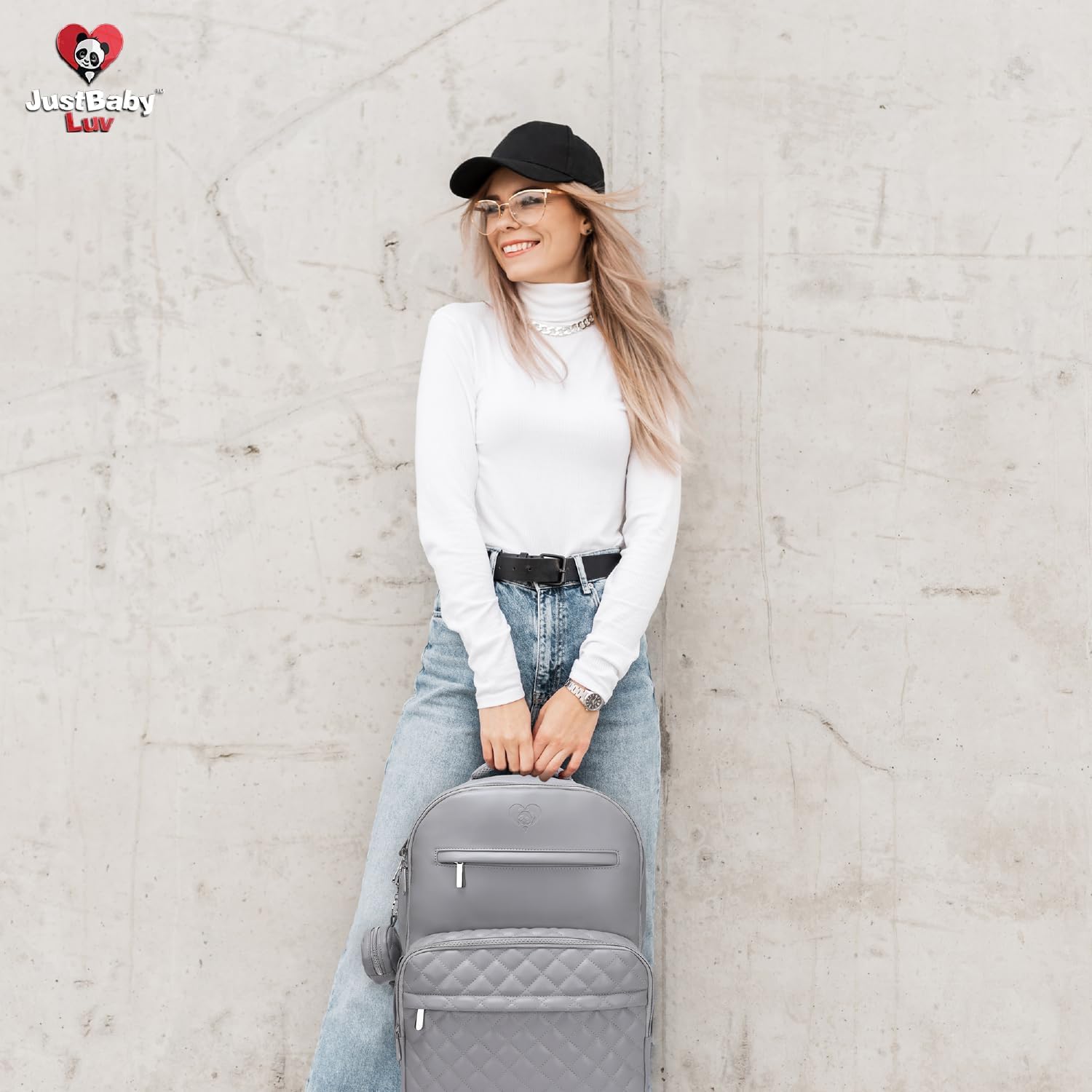 Faux Leather Diaper Bag Backpack - Luxury PU Leather Diaper Bag with Changing Pad & Pacifier Case