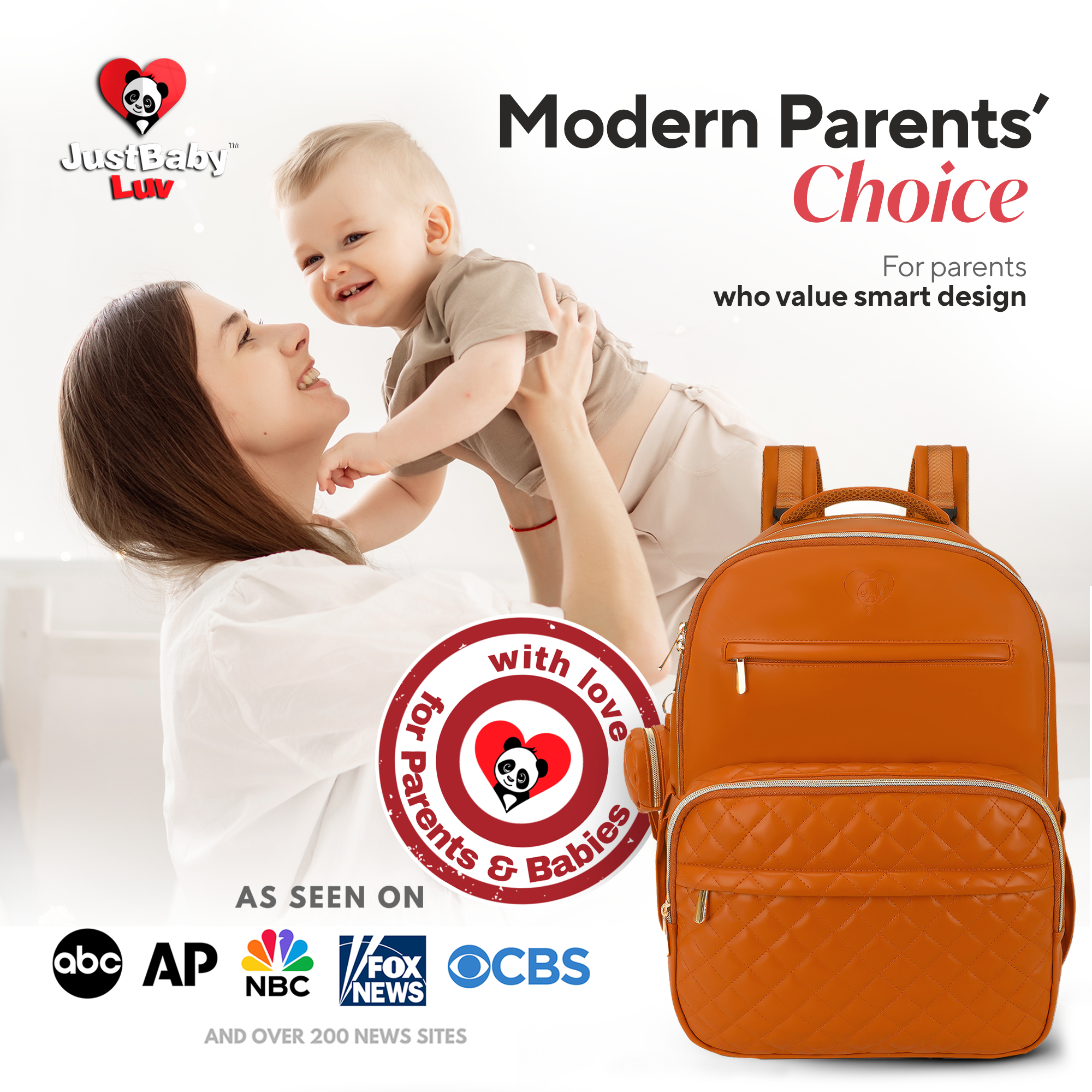 Faux Leather Diaper Bag Backpack - Luxury PU Leather Diaper Bag with Changing Pad & Pacifier Case