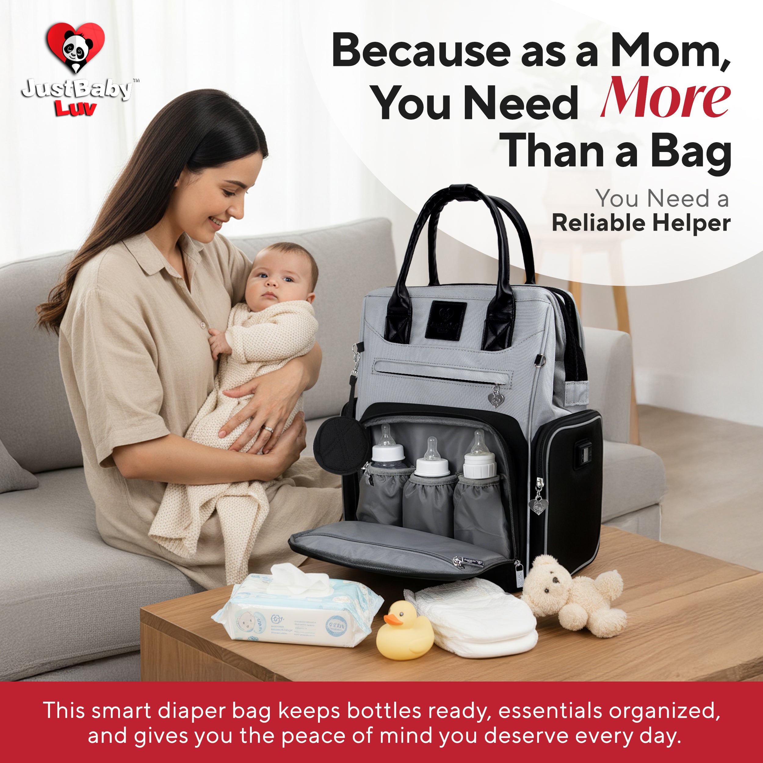 Award-Winning Large Diaper Bag with Changing Station – Eco-Friendly Evergreen Winner Large Diaper Bag Backpack w/ Heated Bottle Pockets, Premium All-in-One Backpack, Baby Essentials, Parents Gift