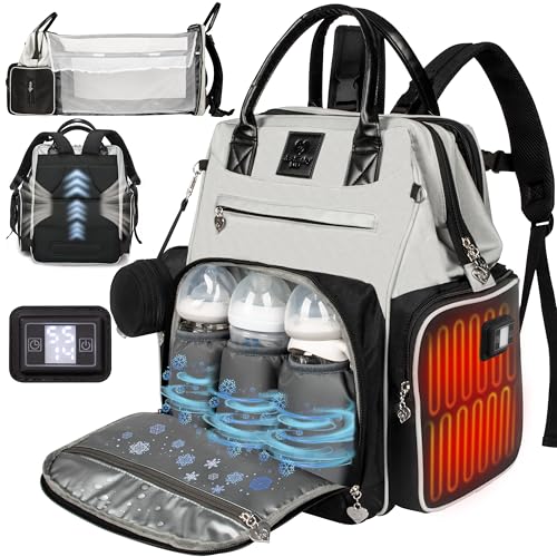 Award-Winning Large Diaper Bag with Changing Station – Eco-Friendly Evergreen Winner Large Diaper Bag Backpack w/ Heated Bottle Pockets, Premium All-in-One Backpack, Baby Essentials, Parents Gift