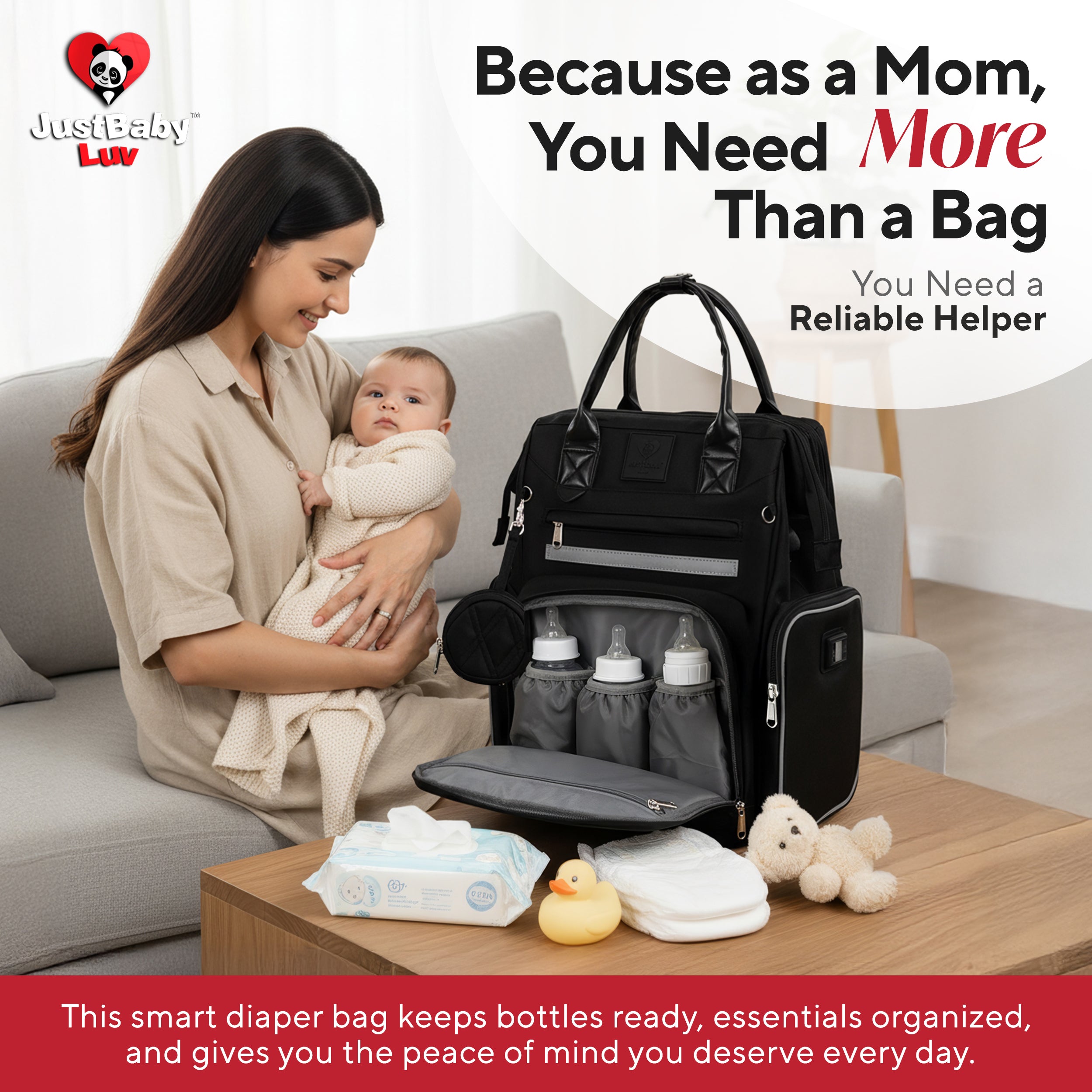Award-Winning Large Diaper Bag with Changing Station – Eco-Friendly Evergreen Winner Large Diaper Bag Backpack w/ Heated Bottle Pockets, Premium All-in-One Backpack, Baby Essentials, Parents Gift
